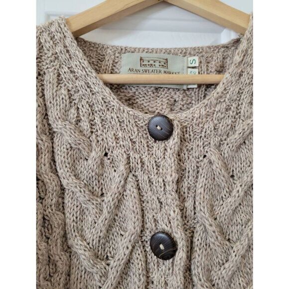 Aran Sweater Market Cable Knit Cardigan S - Picture 5 of 9
